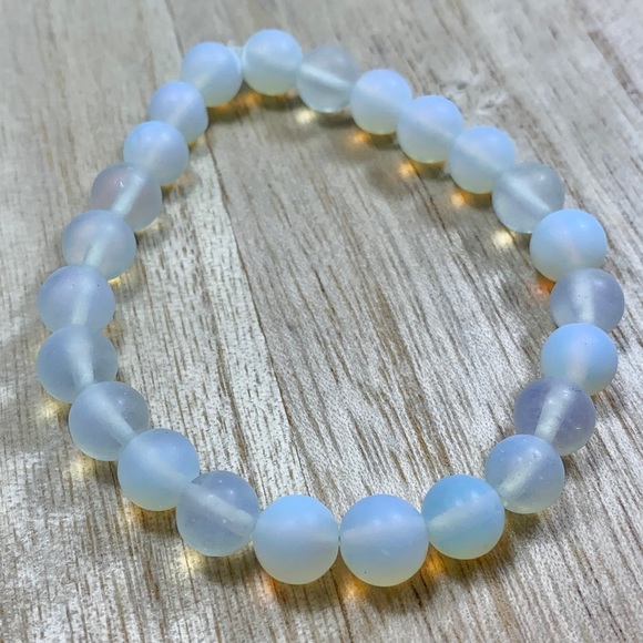 8mm Opal Chakra Stretch Bead Bracelet - Picture 5 of 7